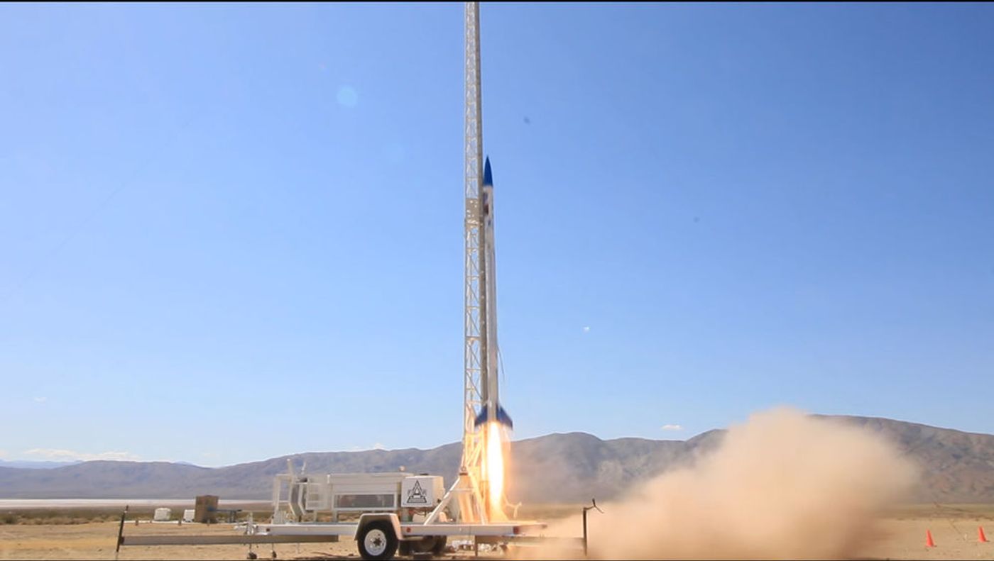A rocket with an engine mode completely out of 3D-printed parts made it an estimated 4,000 feet in the air.