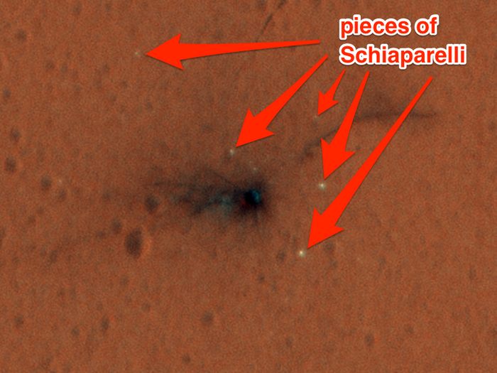 Image shows how Schiaparelli grenaded after impact on the red planet.