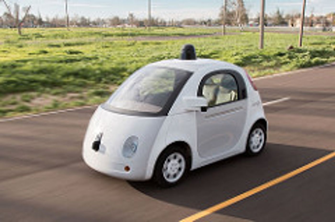 Google self-driving car, credit: Marc van der Chijs on Flickr