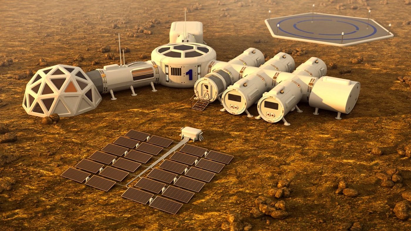Artist's rendition of solar panels on Mars. (Credit: u3d via Shutterstock / HDR tune by Universal-Sci)