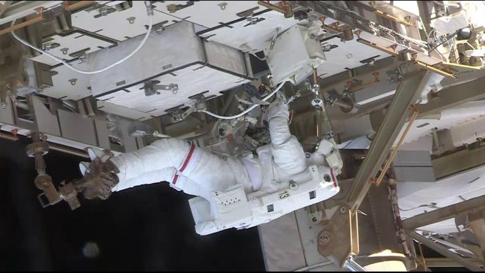 Nick Hague making upgrades to the International Space station during Friday's spacewalk.