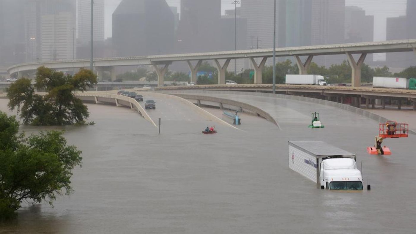 Interstate highway 45 flooded in Houston from Hurricane Harvey. Photo: Reuters