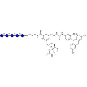 Isomaltopentaose DP5 linked to biotin and fluorescein (Linker-BT-FLUO A)