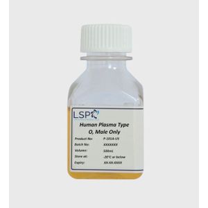 "Human Plasma Type AB, male only, USA (unit = 600-880mL)"