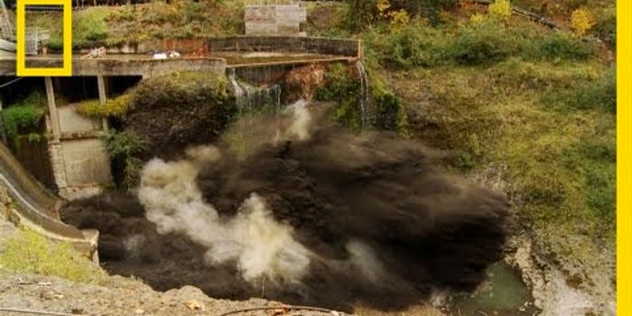 Time-lapse video of 100-year-old Condit Dam disabled with explosives.