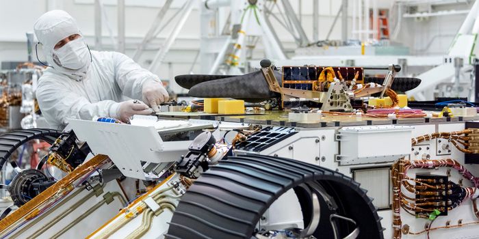 Martian Helicopter Attached to the Mars 2020 Rover Chassis